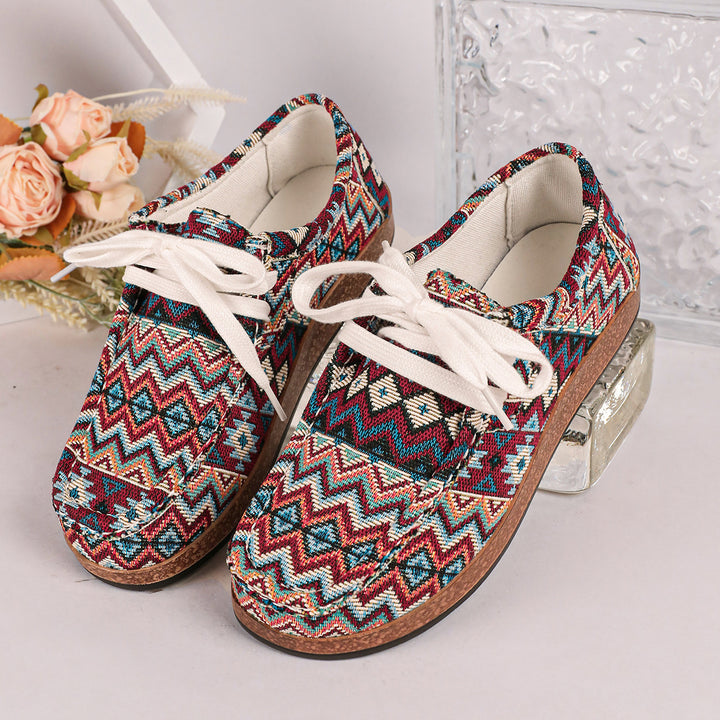 Women's Ethno-Canvas-Sneakers with padded insole and cork-look sole Mune Fashion