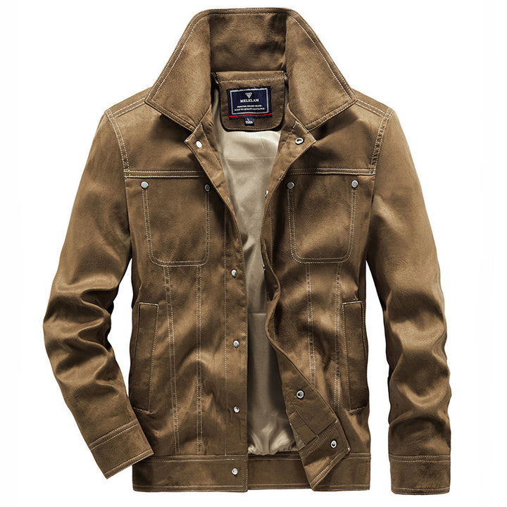 Men's suede trucker jacket with snap buttons and contrast stitching Mune Fashion