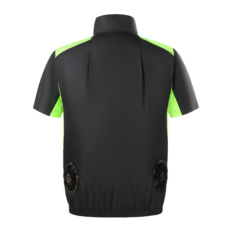 Men's short sleeve ventilation jacket with integrated USB fans and breathable mesh lining Mune Fashion