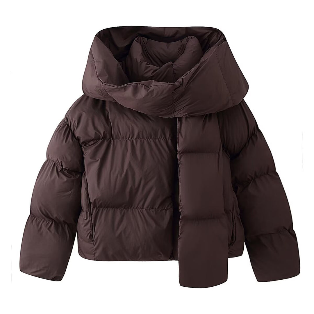 Ladies Short-Cut Padded Jacket with Voluminous Shawl Collar and Padding Mune Fashion