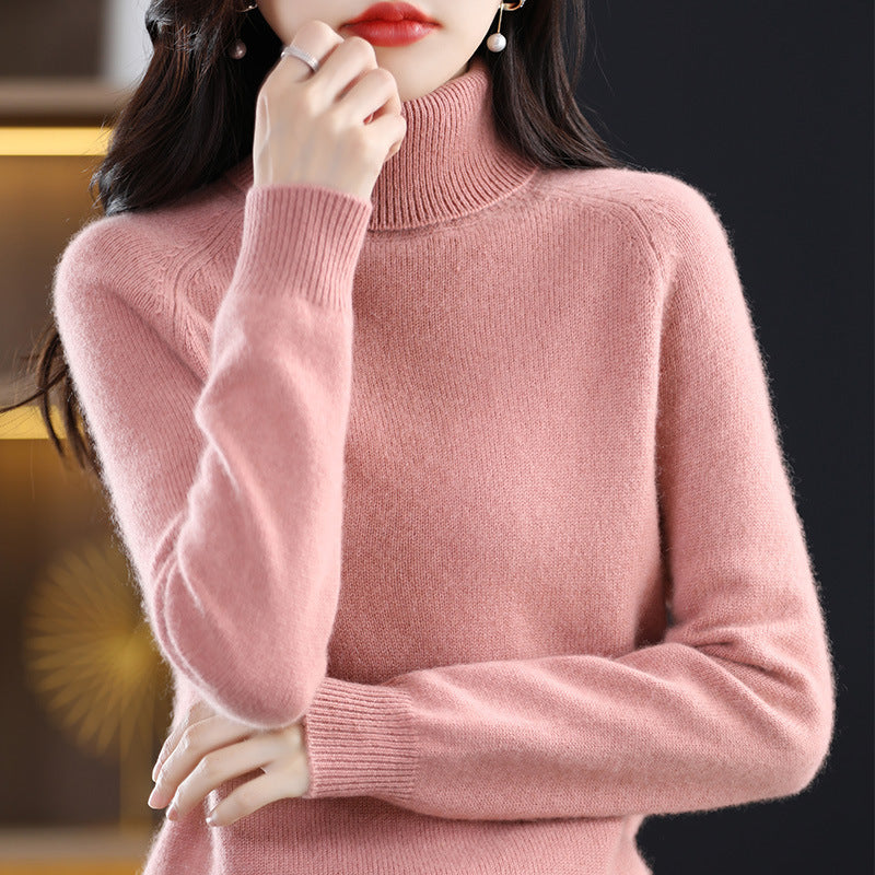 Women's Soft High Collar Sweater made of fluffy Wool Mix with Raglan Sleeves Mune Fashion