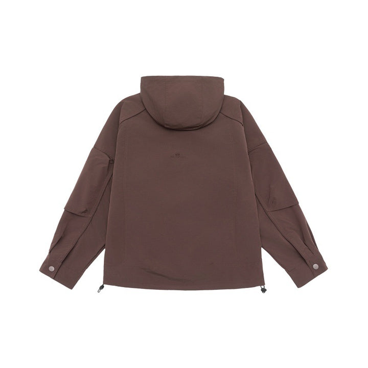 Unisex technical hooded field jacket in boxy cut with concealed front and multifunctional pockets Mune Fashion