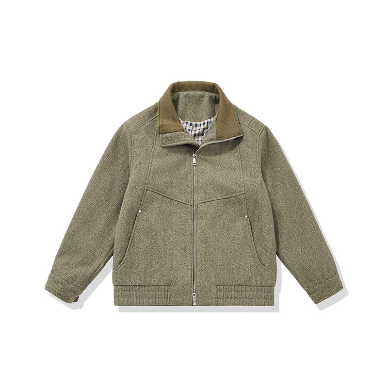 Men's short-cut fleece jacket with cord collar and quilted lining Mune Fashion