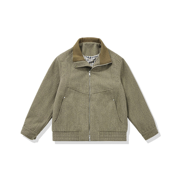 Men's short-cut fleece jacket with cord collar and quilted lining Mune Fashion