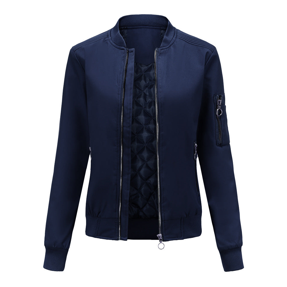Women's lightweight sporty bomber jacket with ring zipper and arm pocket Mune Fashion