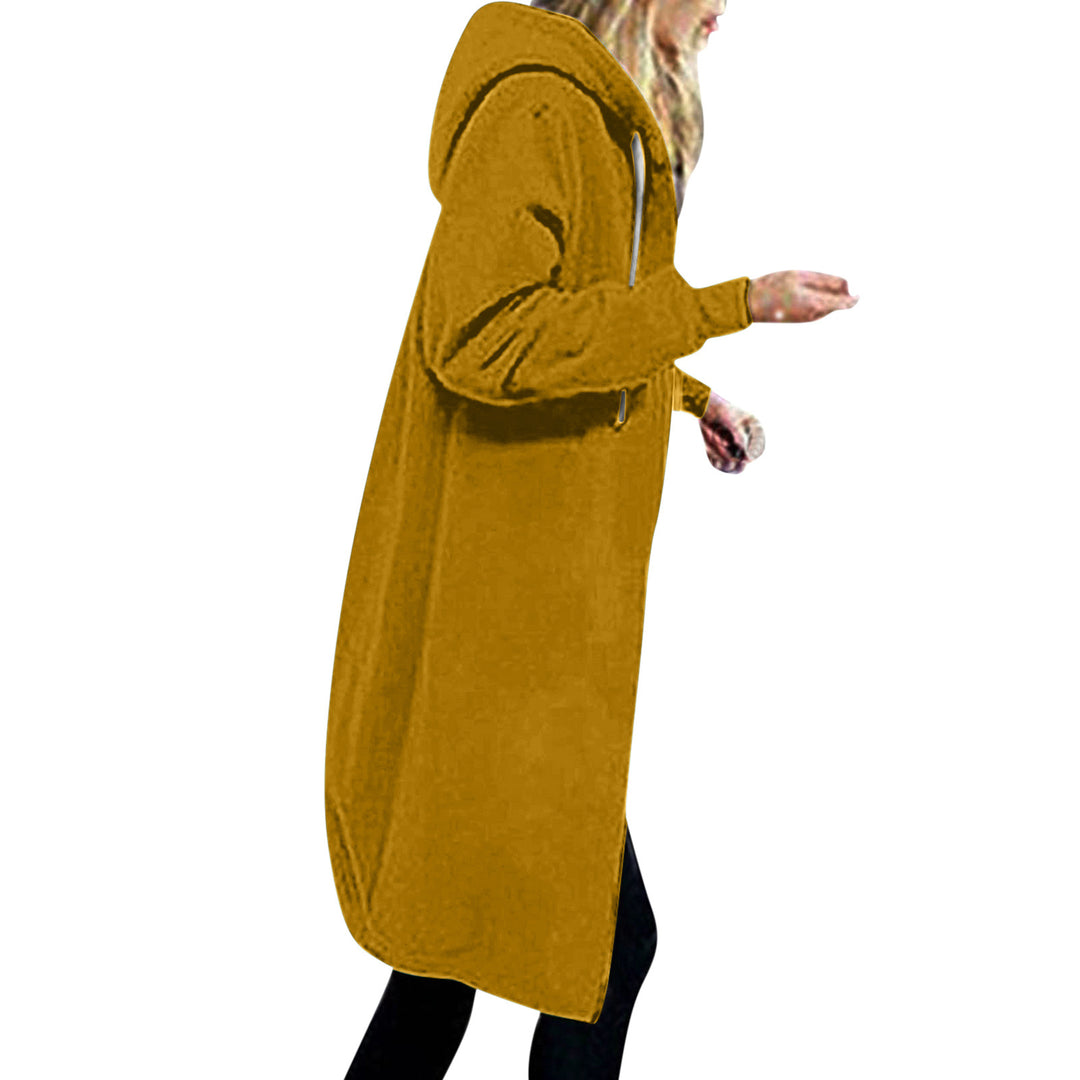 Women's longer oversized hoodie coat with rounded hem and zip pockets Mune Fashion