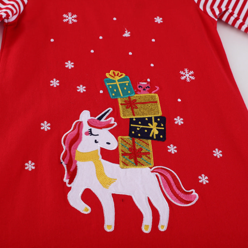 Girls tulle dress with playful unicorn motif and festive graphic Mune Fashion