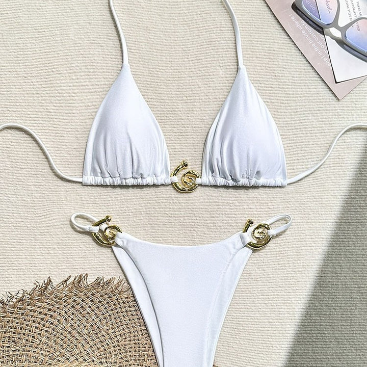 Ladies Triangle Bikini with golden decorative details Mune Fashion