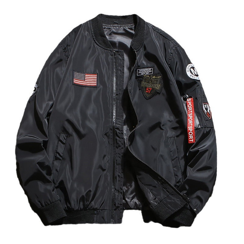 Men's stylish bomber jacket with patch details and arm pocket Mune Fashion
