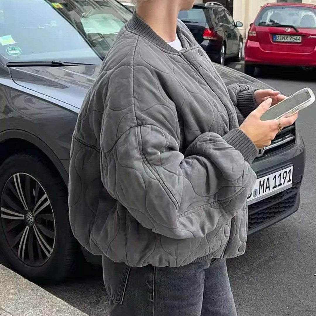 Women's Oversized Padded Jacket with High Collar