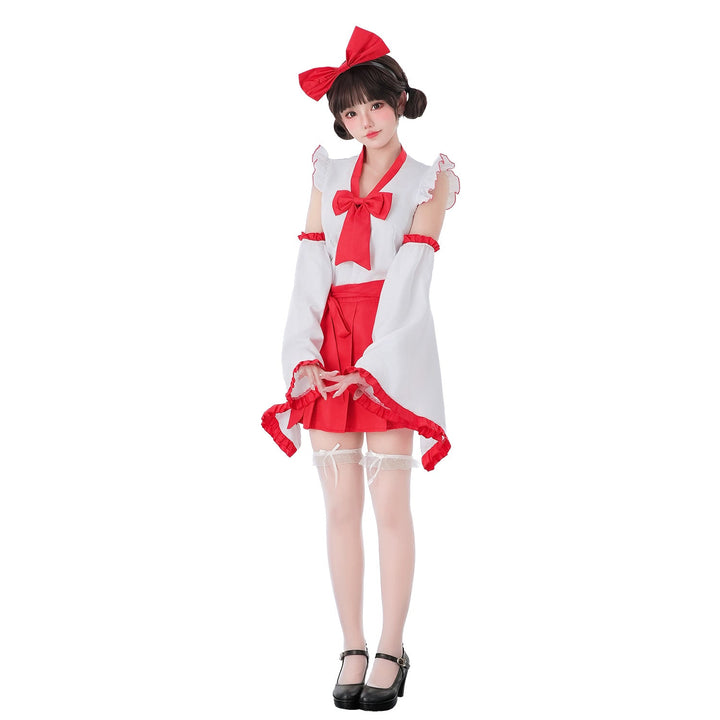Women playful costume dress with swinging sleeves and decorative bows Mune Fashion