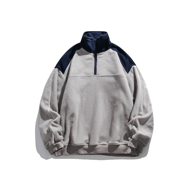 Unisex Fleece Half-Zip Pullover with High Collar, Raglan Sleeves and Contrast Panels Mune Fashion
