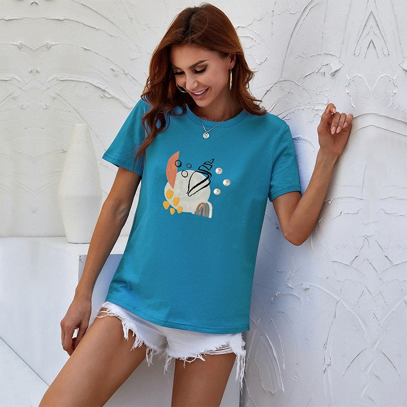 Women Modern T-Shirt with Art Motif Mune Fashion