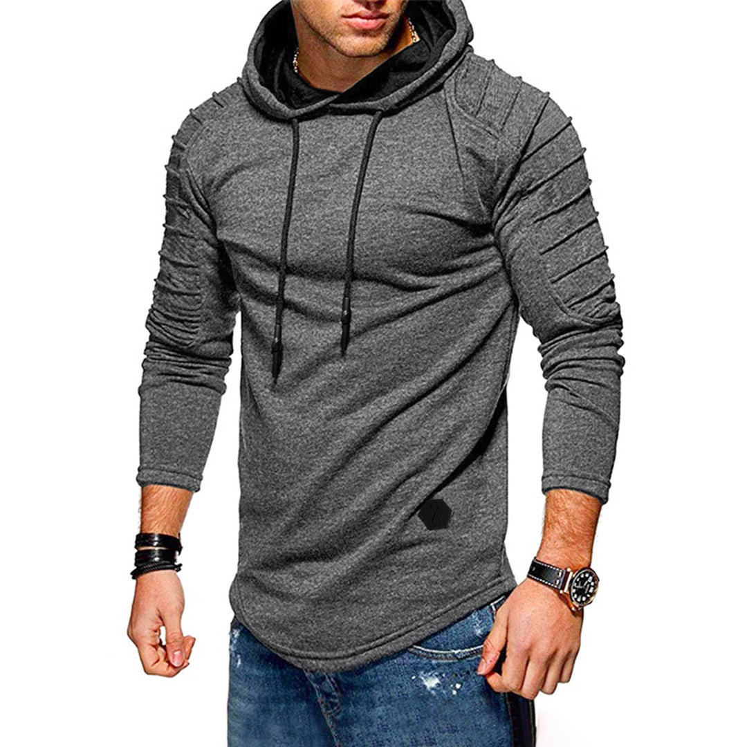 Men's Longline Hoodie with Padded Panel Sleeves and Tailored Slim Fit Mune Fashion