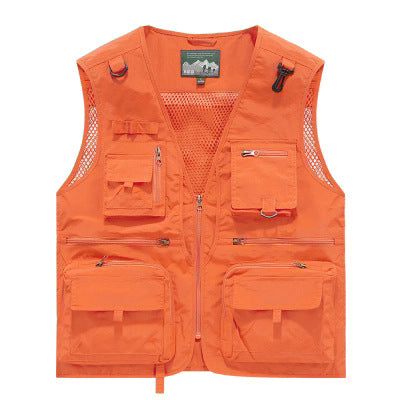 Men's Multifunctional Cargo Utility Vest with numerous zippered pockets and D-rings Mune Fashion
