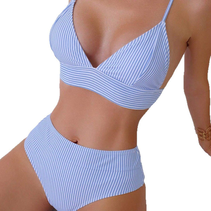 Ladies High-cut Stripe Bikini Mune Fashion