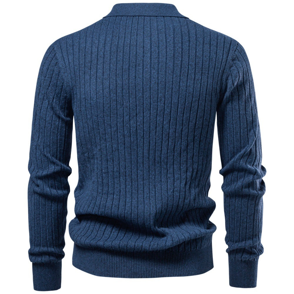Men's fine-knit polo with cable pattern and collar Mune Fashion