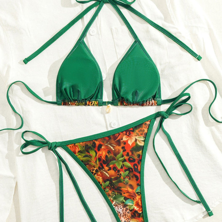 Women's Triangle Bikini with Floral Patterns Mune Fashion
