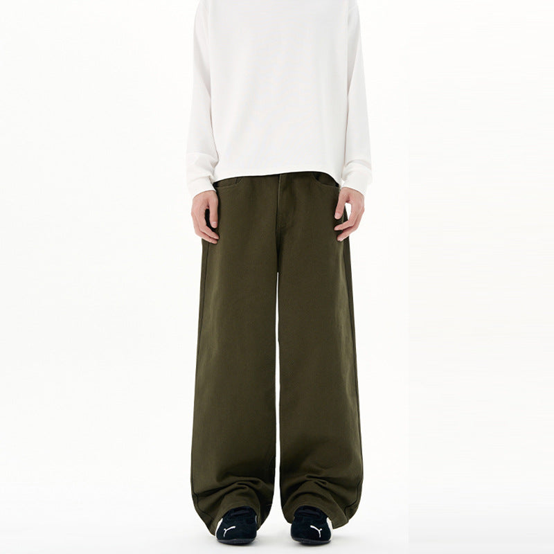 Men's loose-fitting cotton denim jeans with straight leg and clean minimal design Mune Fashion