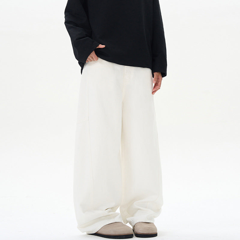 Women Long Length Oversized Palazzo Pants made of heavy cotton canvas with concealed waistband Mune Fashion