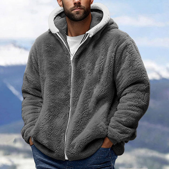 Men's Cozy Teddy Fleece Zip-Up Hoodie with Oversized Fit Mune Fashion