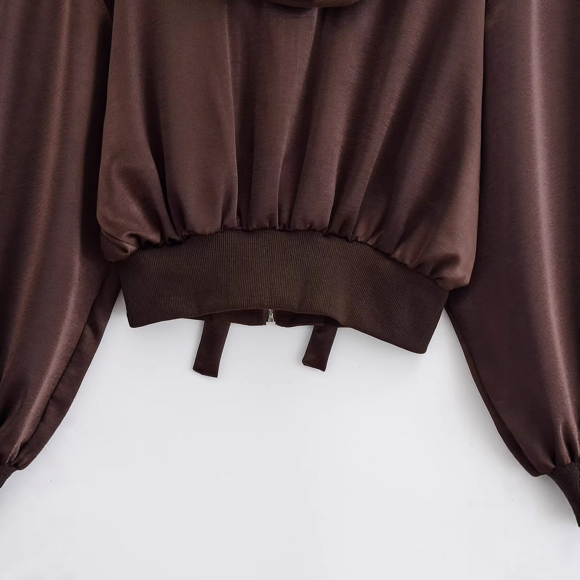 Ladies Cropped Hoodie Jacket with full zip, wide hood and shaping ribbed hem Mune Fashion