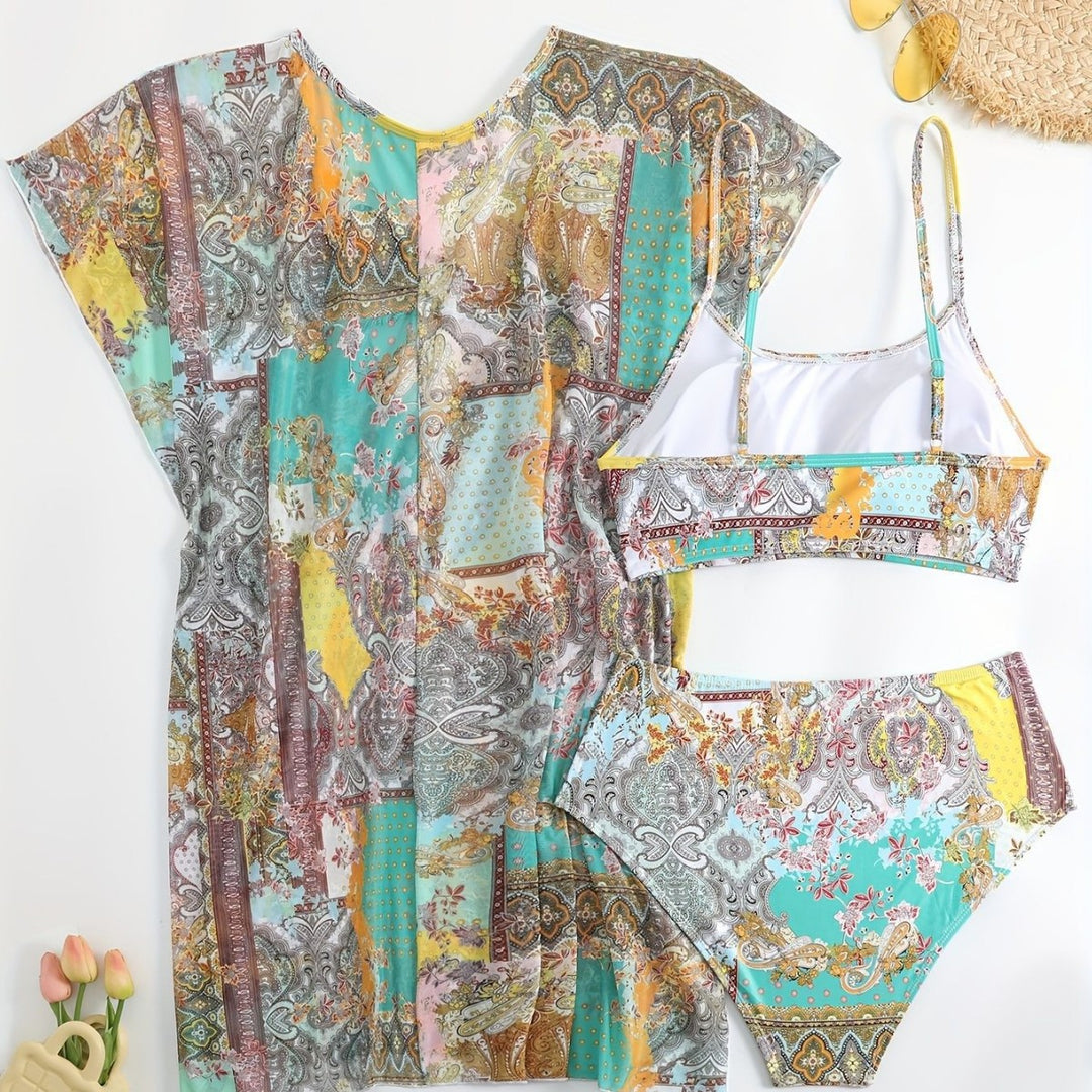 Women's beach top with playful pattern mix Mune Fashion