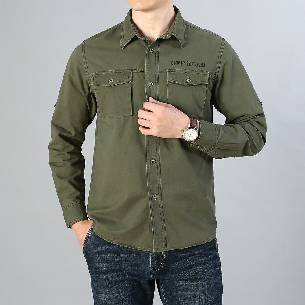 Men's military shirt with chest pockets, sleeve roll function and off-road print Mune Fashion