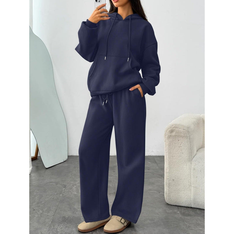 Women's Oversized Hoodie Set with Kangaroo Pocket and Wide Palazzo Pants Drune