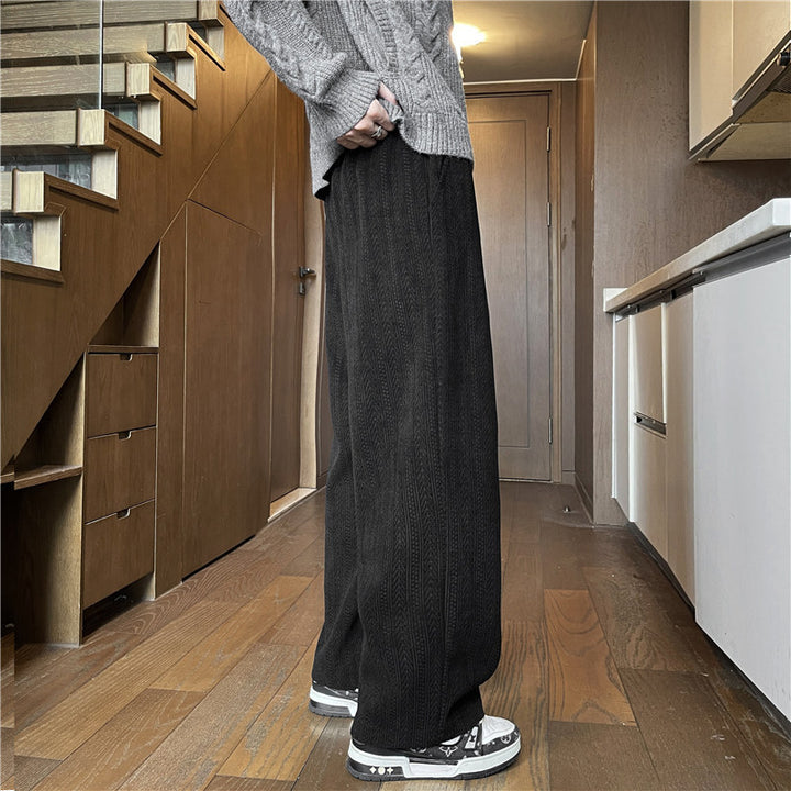 Men's Wide-Cut Knitted Pants in Cable Knit Lounge Style Mune Fashion