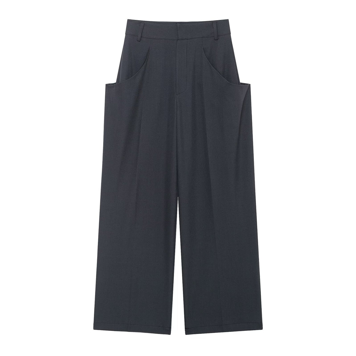 Women Wide Culotte Pants with High Waist and Large Patch Pockets Mune Fashion