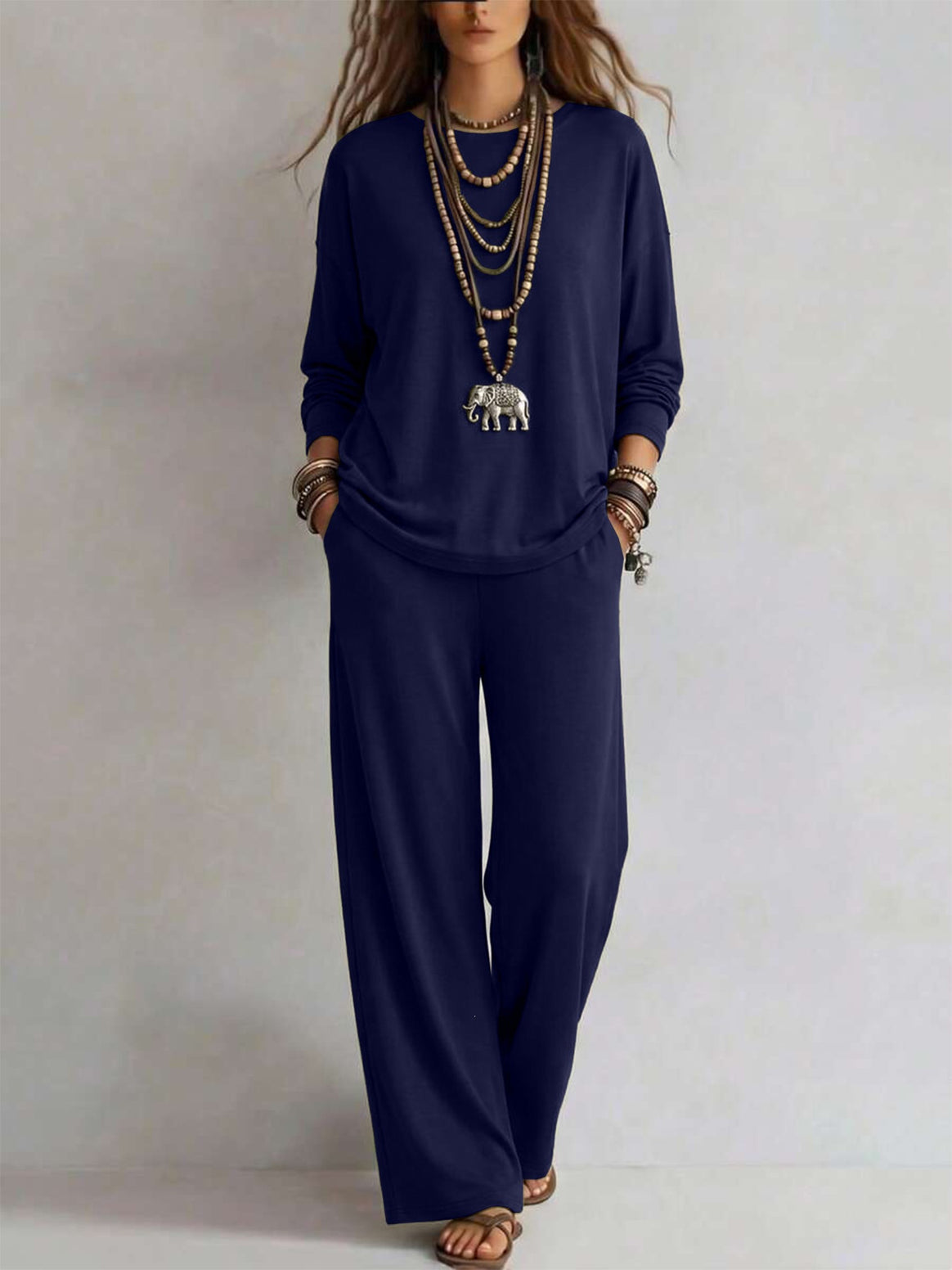 Women's loungewear set with wide waistband and oversized long sleeve shirt Mune Fashion