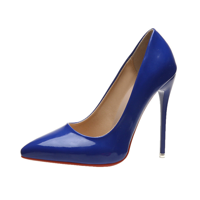 Women's elegant patent pumps with pointed toe, high stiletto heel, and padded insole Mune Fashion
