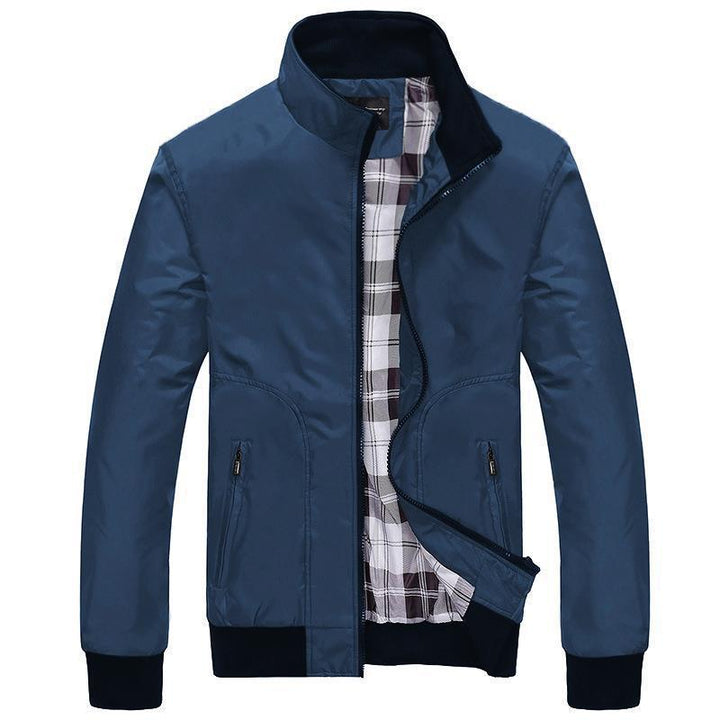 Men's Lightweight Wind and Water Repellent Bomber Jacket with Checked Lining Mune Fashion