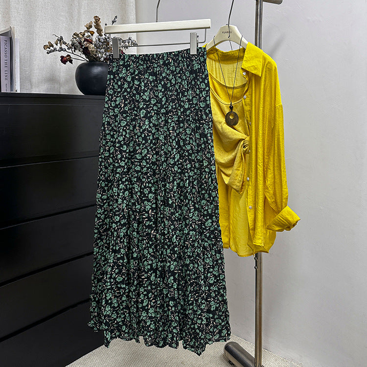 Women's flowing midi maxi skirt with multi-layered tiered design and fine pleated look Mune Fashion