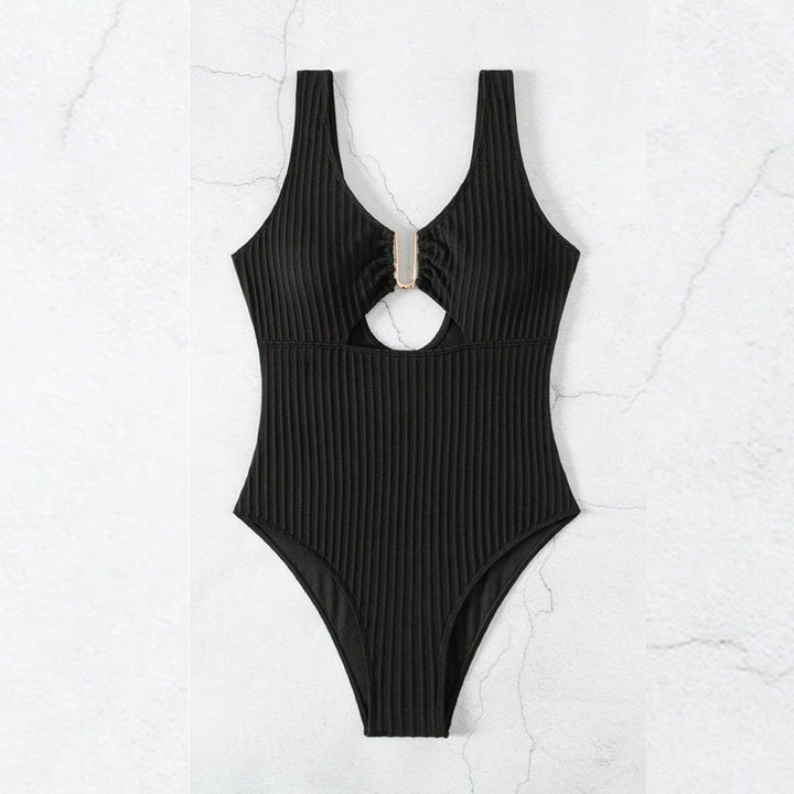 Women Cut-Out Swimsuit with Elegant Ribbed Design Mune Fashion