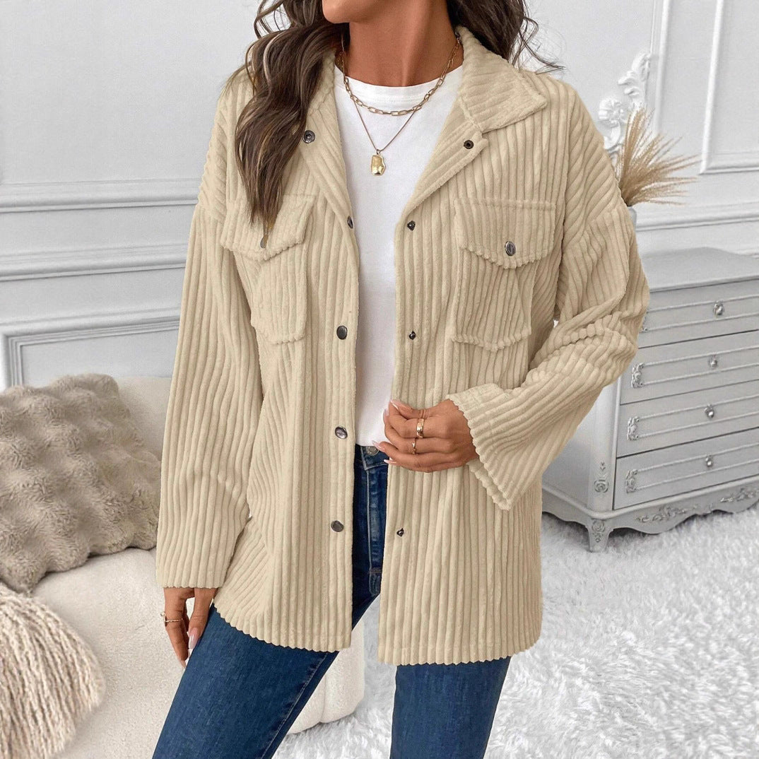 Women Elegant Ribbed Cardigan