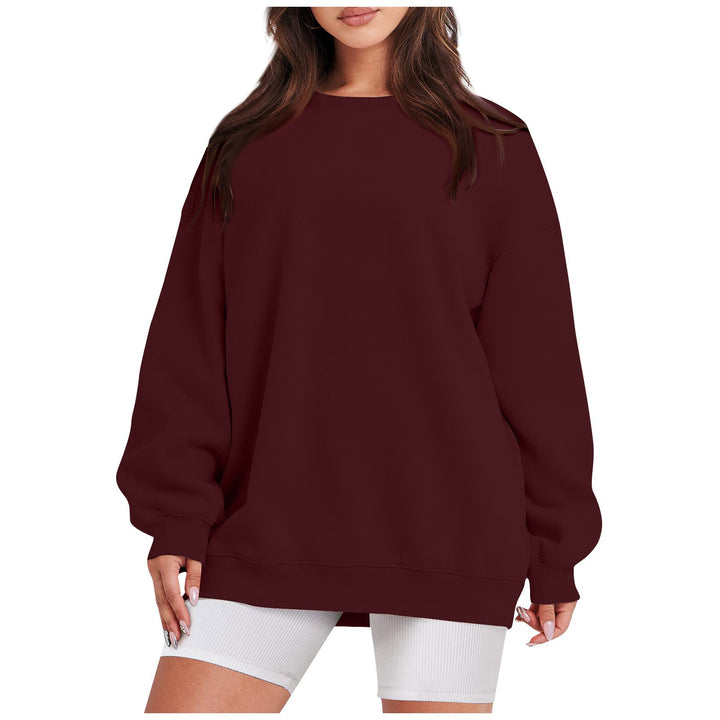 Women's Longline College Sweatshirt with Ribbed Hem, Raglan Sleeves and Brushed Inner Side Mune Fashion