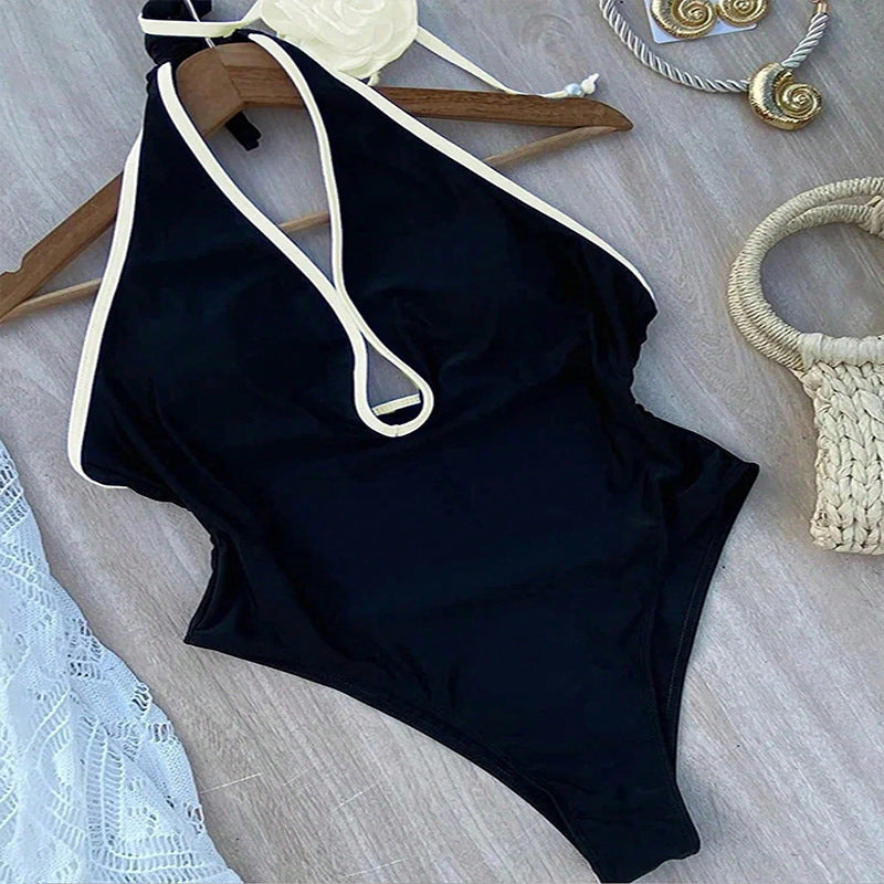 Women's one-piece swimsuit with innovative floral accent Mune Fashion