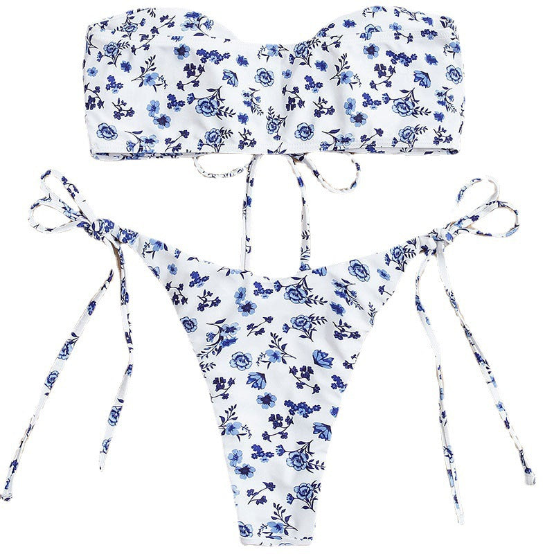 Women's bikini with floral accents and adjustable ties Mune Fashion