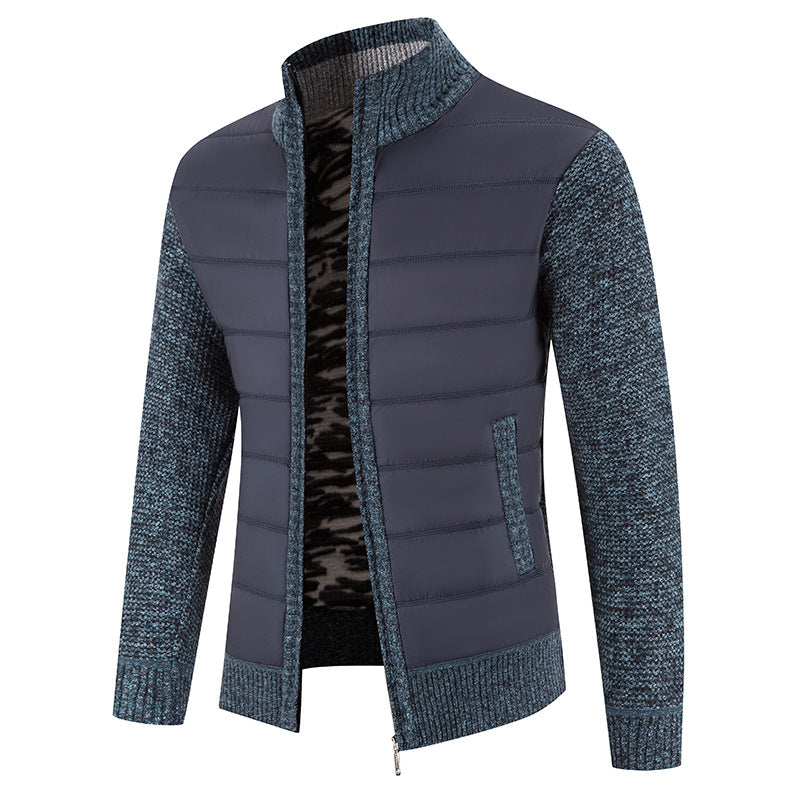 Men's nan Hybrid Knit Padded Jacket with Padded Front, Ergonomic Knit Sleeves and High Stand-Up Collar Mune Fashion