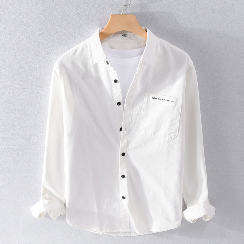 Men's lightweight cotton long-sleeve shirt in overshirt style with flap pocket and contrasting buttons Mune Fashion