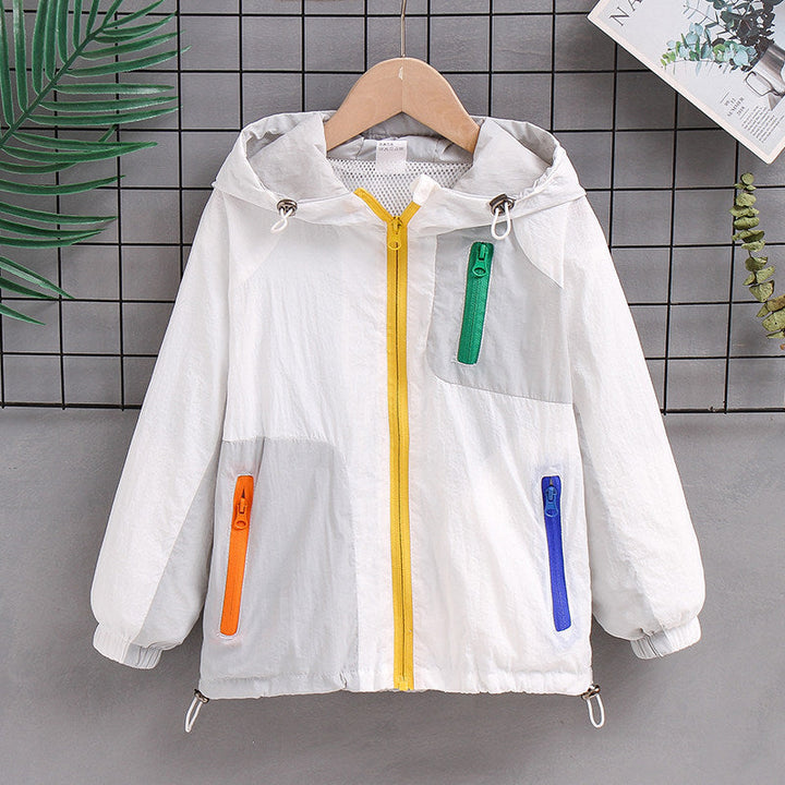 Women's lightweight hooded color block outdoor jacket with mesh lining and multiple zippered pockets Mune Fashion