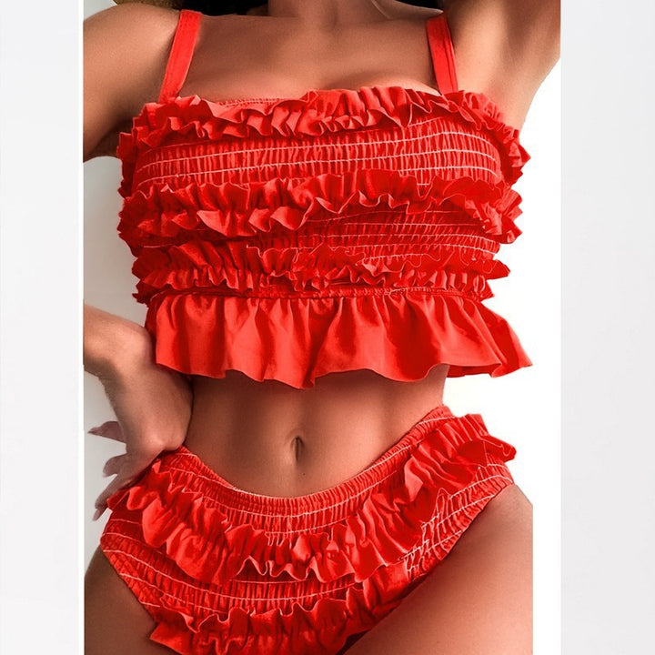 Ladies Ruffled Bikini Bottom with Elastic Waistband Mune Fashion
