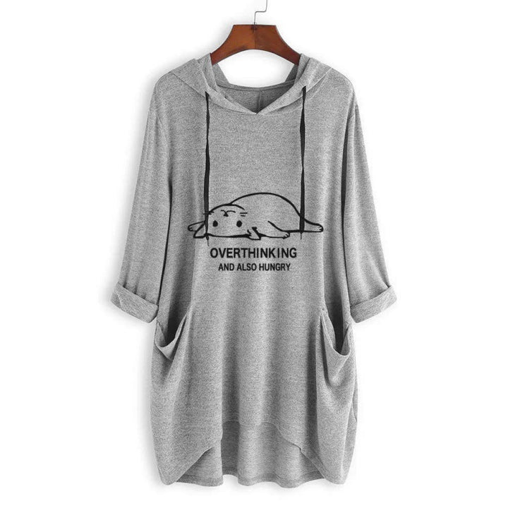 Women's Casual Hoodie Dress with Cartoon Print, Oversized Cut and Slip Pockets Mune Fashion