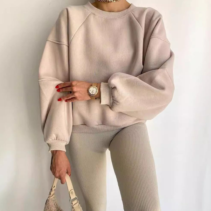 Women's Comfort Loungewear Set Oversized Sweatshirt with High-Waist Biker Shorts Mune Fashion