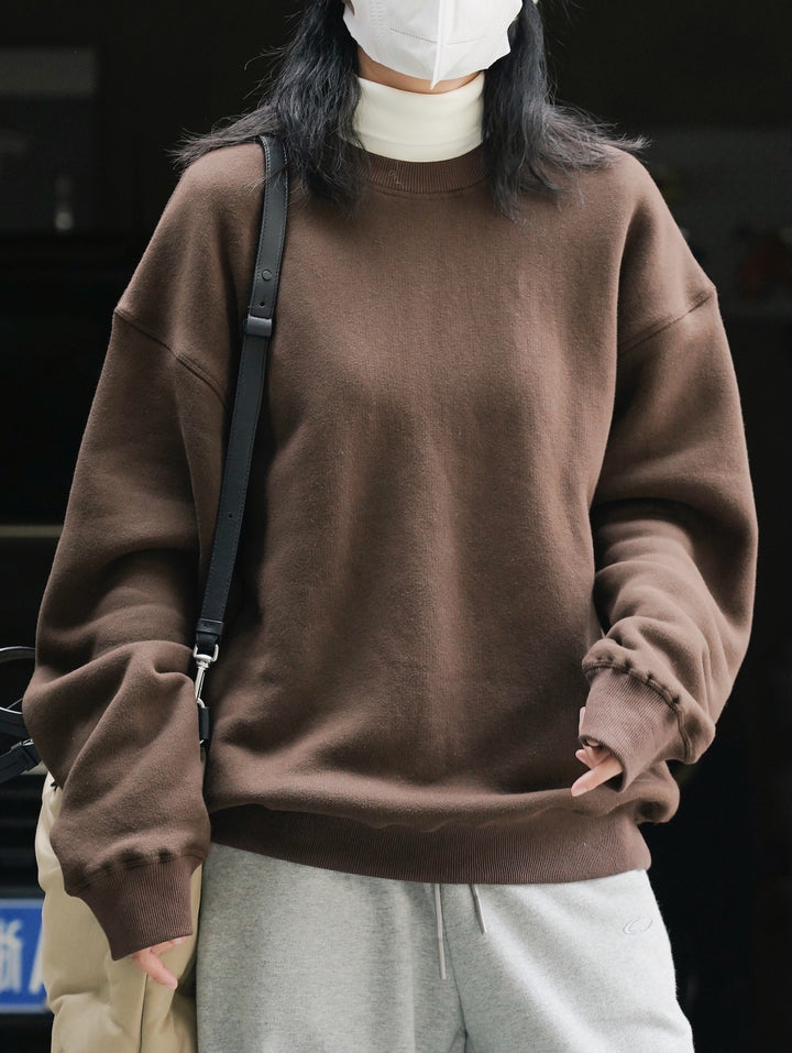 Women's Loose Oversized Sweatshirt with Drop Shoulder and Ribbed Hem Mune Fashion