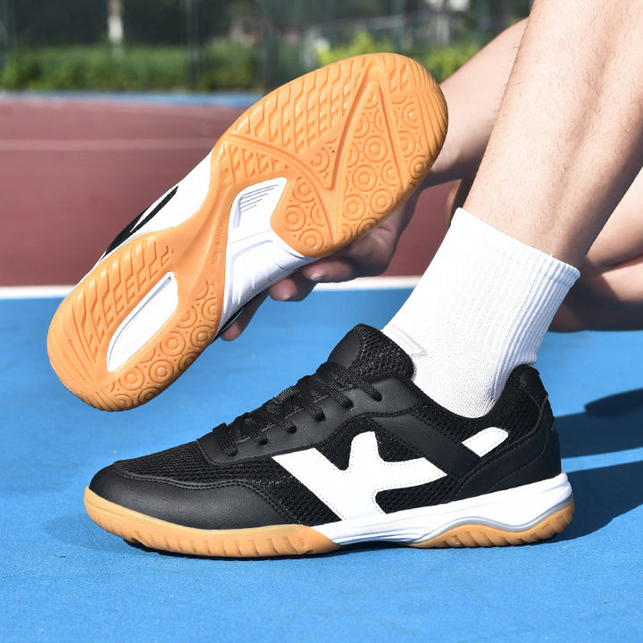 Unisex non-breathable indoor sneakers with slip-resistant rubber outsole and shock-absorbing EVA midsole Mune Fashion