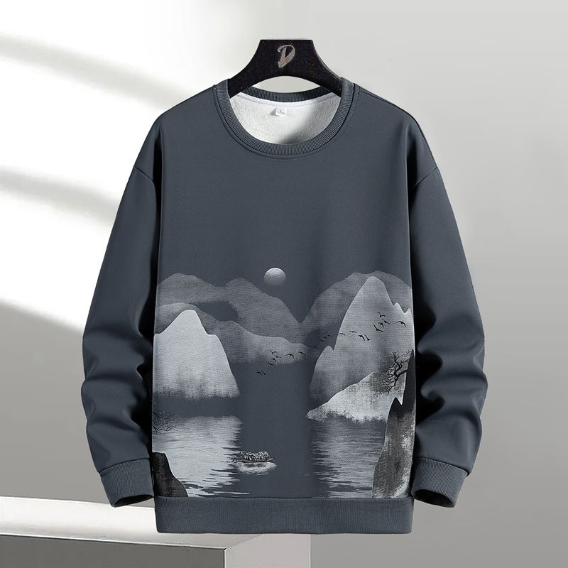 Unisex Oversize Sweatshirt with Brush Print & Ribbed Hem Mune Fashion