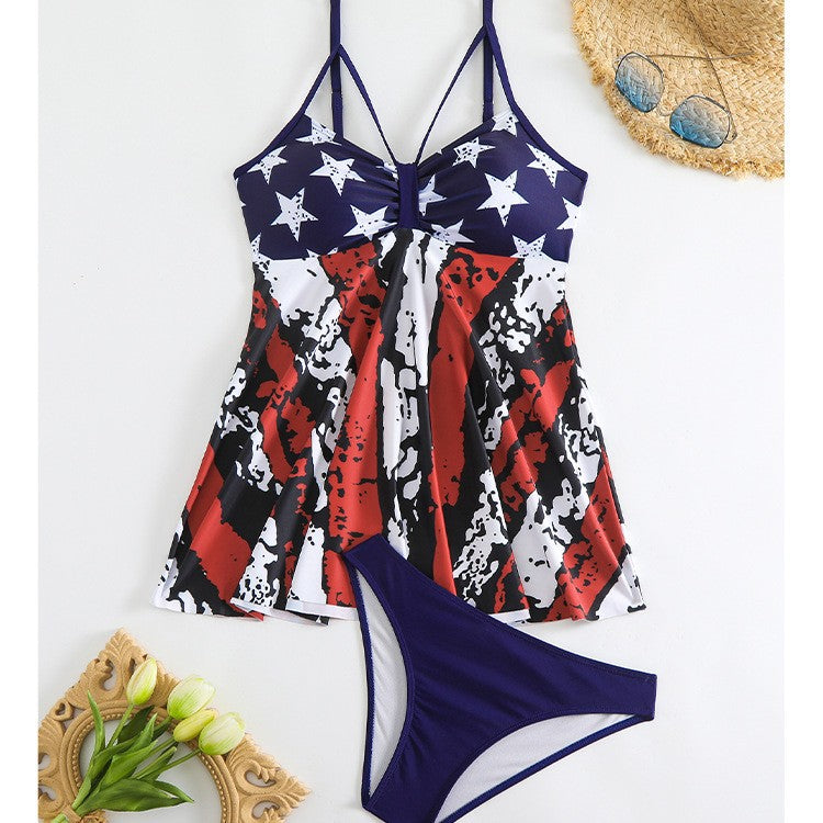 Women's flowing swimsuit with adjustable straps and decorative pattern Mune Fashion